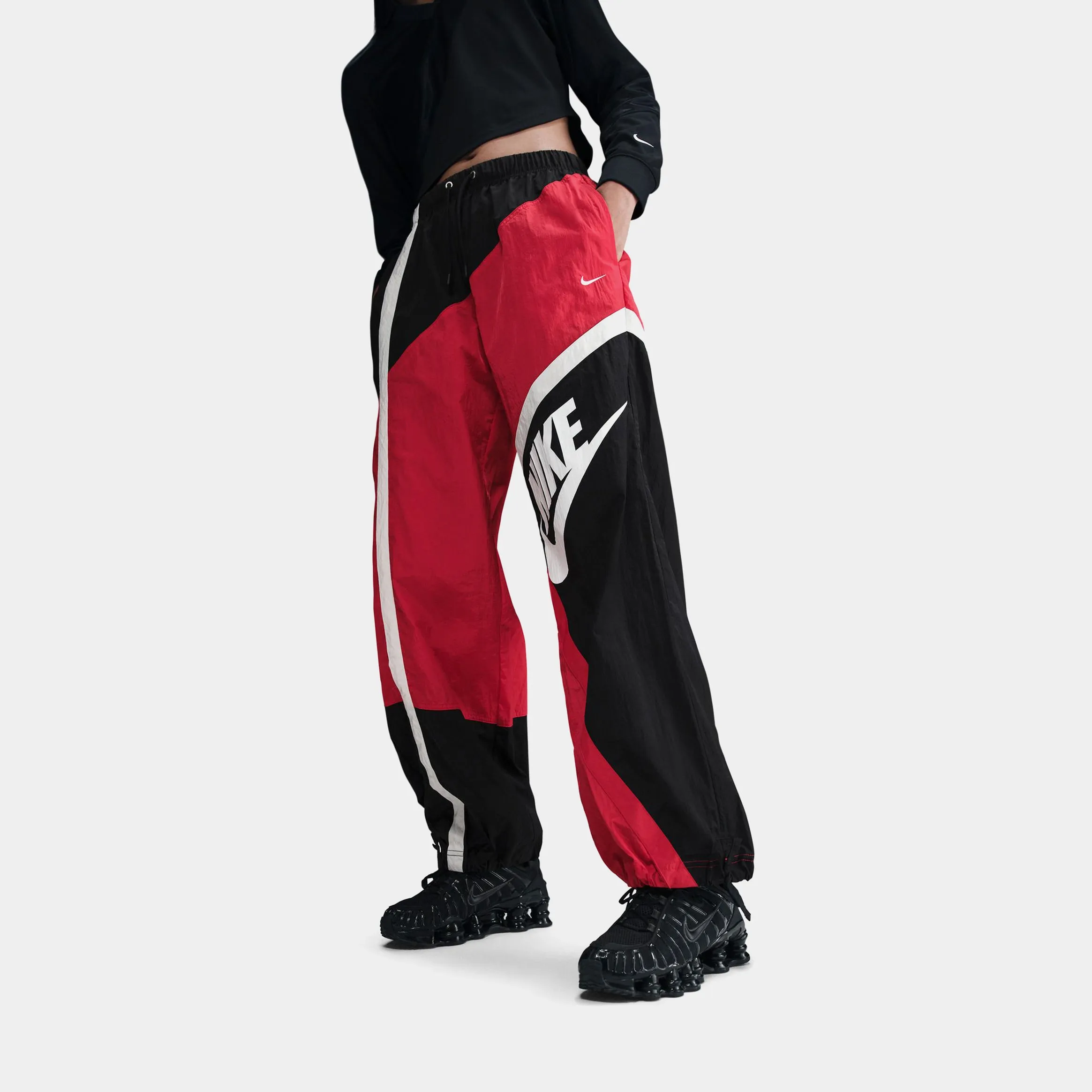 TearResistantPanels NSW Street Woven Open Hem Womens Pants (Red/Black)