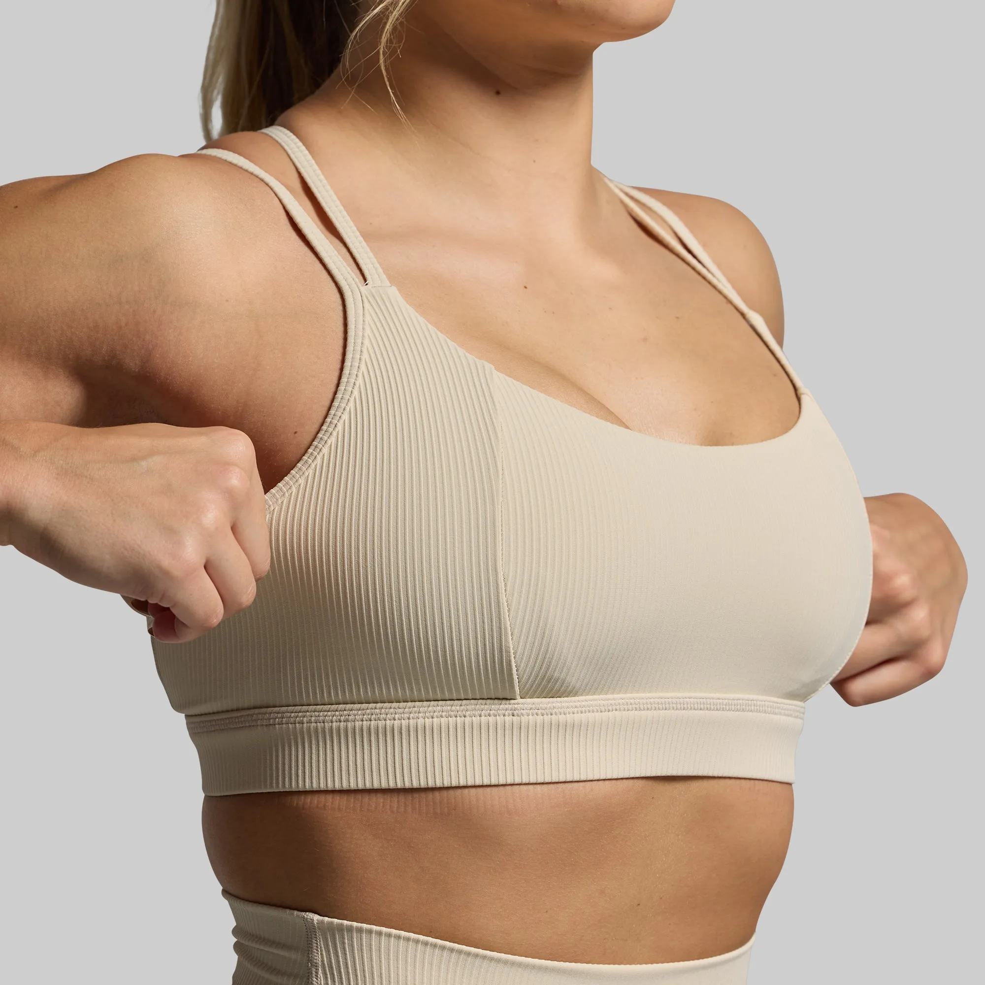Blended materials Lotus Sports Bra (Oatmeal)