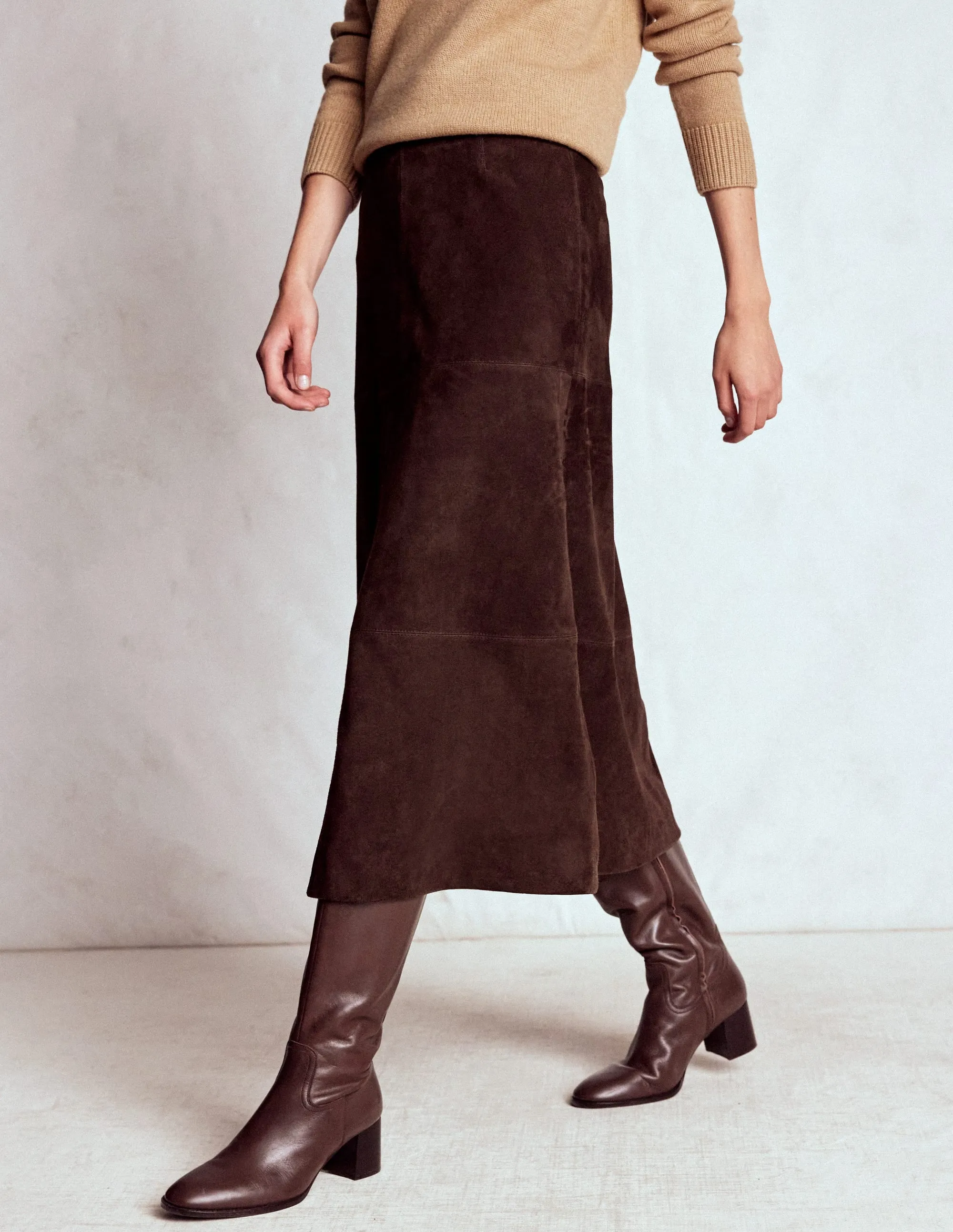 Suede Midi Skirt-Dark Chocolate Simple Layers