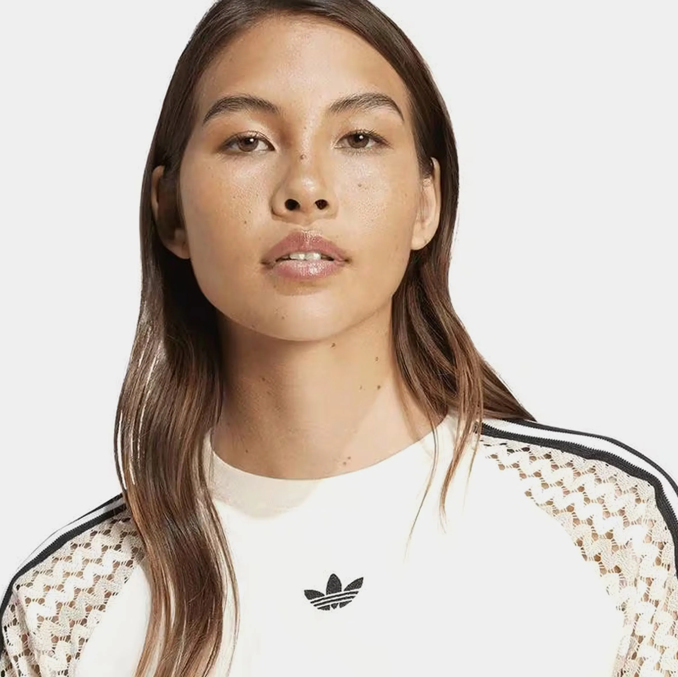 AntiClingFabric Summer Glow Cali 3 Stripes Womens Short Sleeve Shirt (Wonder White)