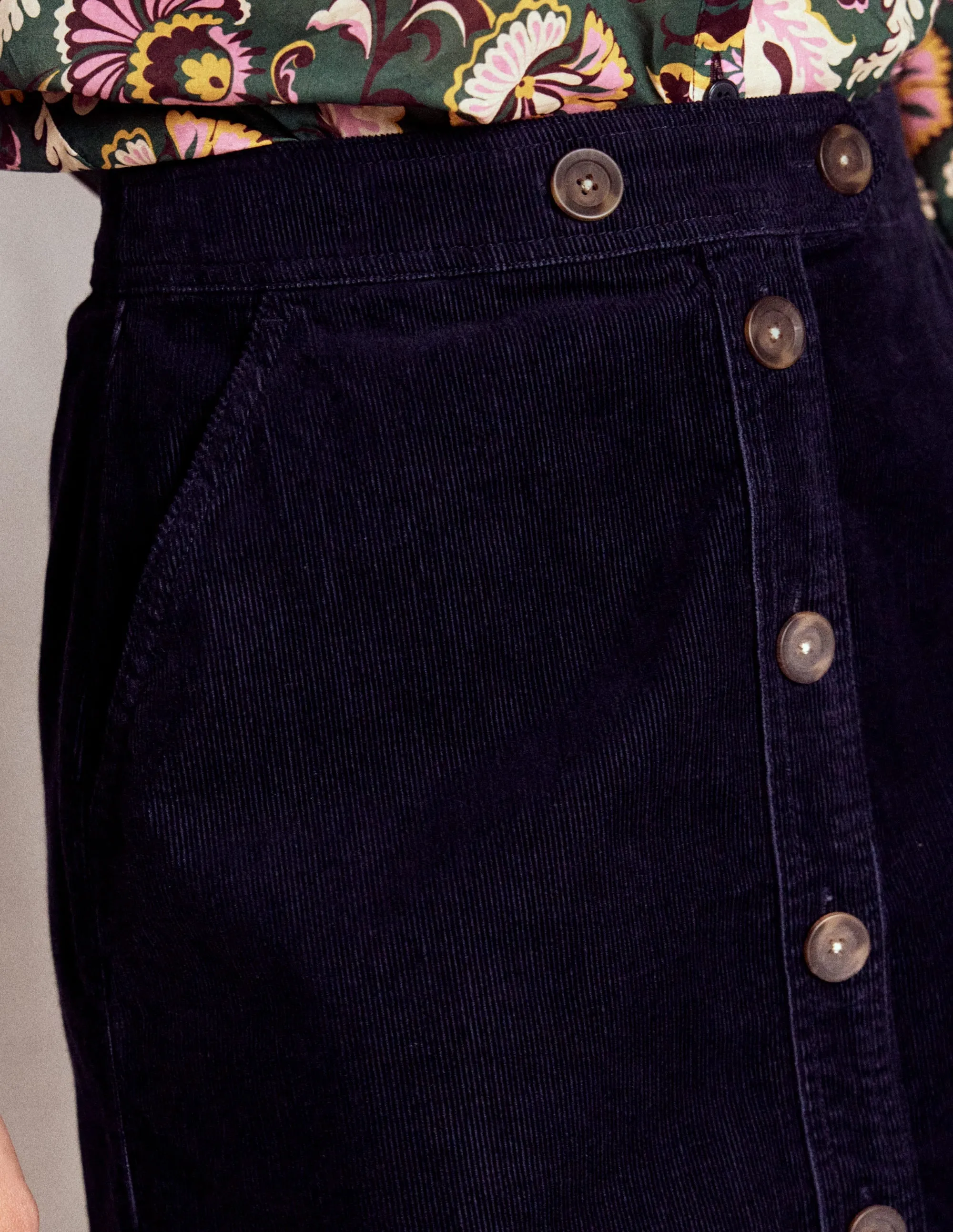 Casual Comfort Cecelia Cord Skirt-Navy