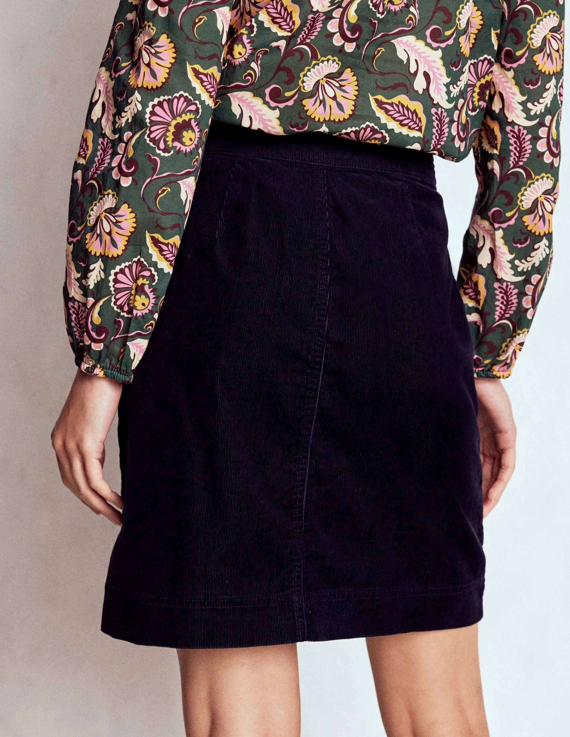 Cecelia Cord Skirt-Navy Limited Quantity