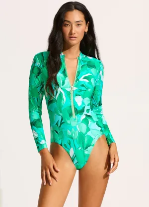Secret Garden Zip Front Surf Suit - Jade Buckle-Adjustment Must-Have Item