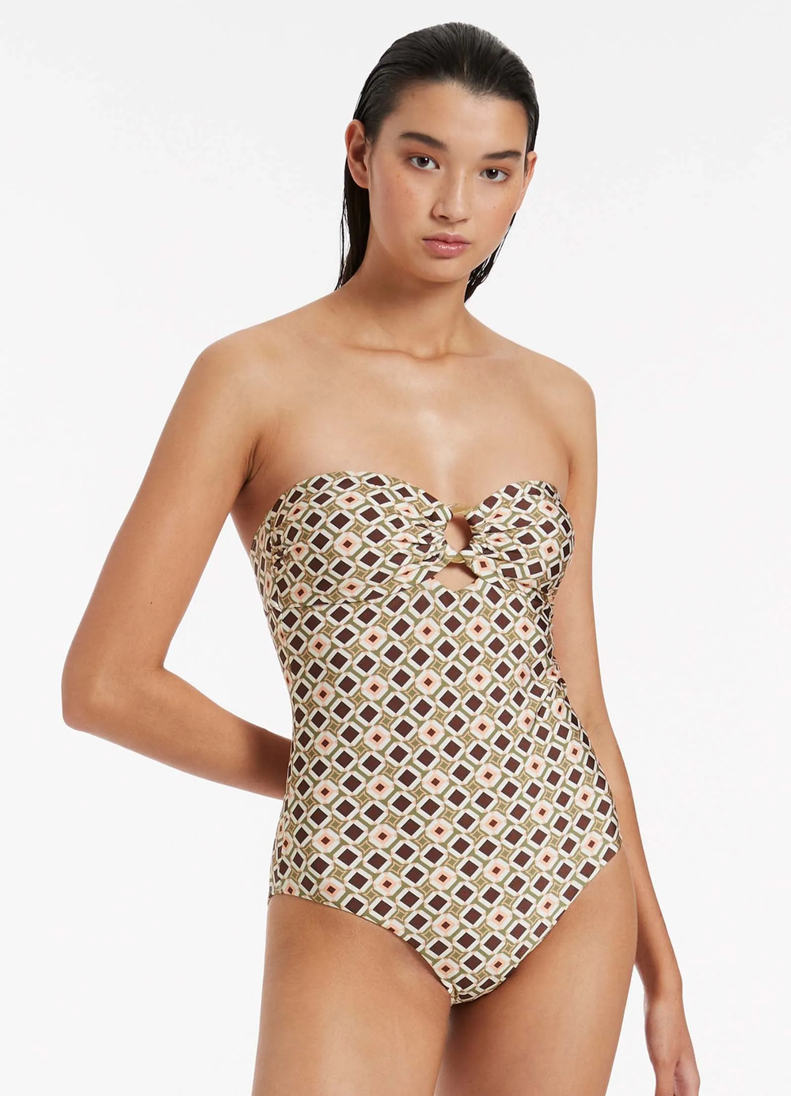 Playa Bandeau One Piece - Olive Dynamic Tension Control