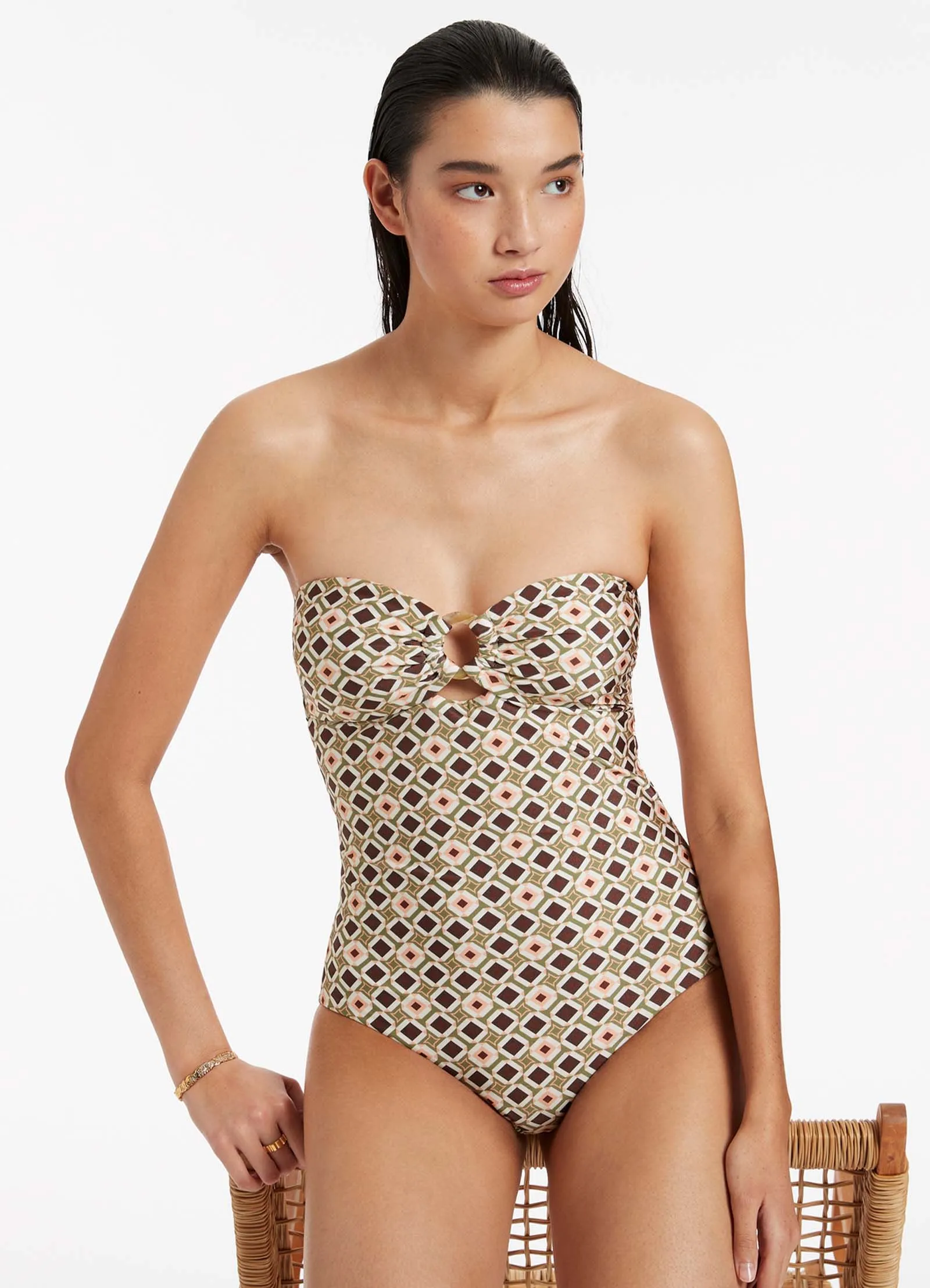 Playa Bandeau One Piece - Olive Sunny Holiday