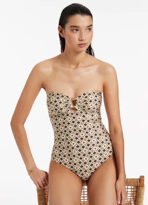 Playa Bandeau One Piece - Olive Sunny Holiday