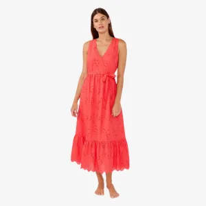 Bold Simplicity Sweetpea Eyelet Midi Dress (Coral)