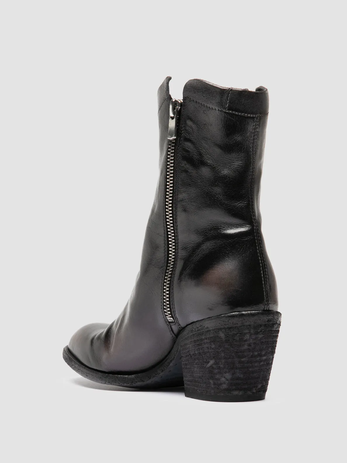 SYDNE 018 - Black Leather Zipped Boots Effortless Style Breathable Mesh Panels