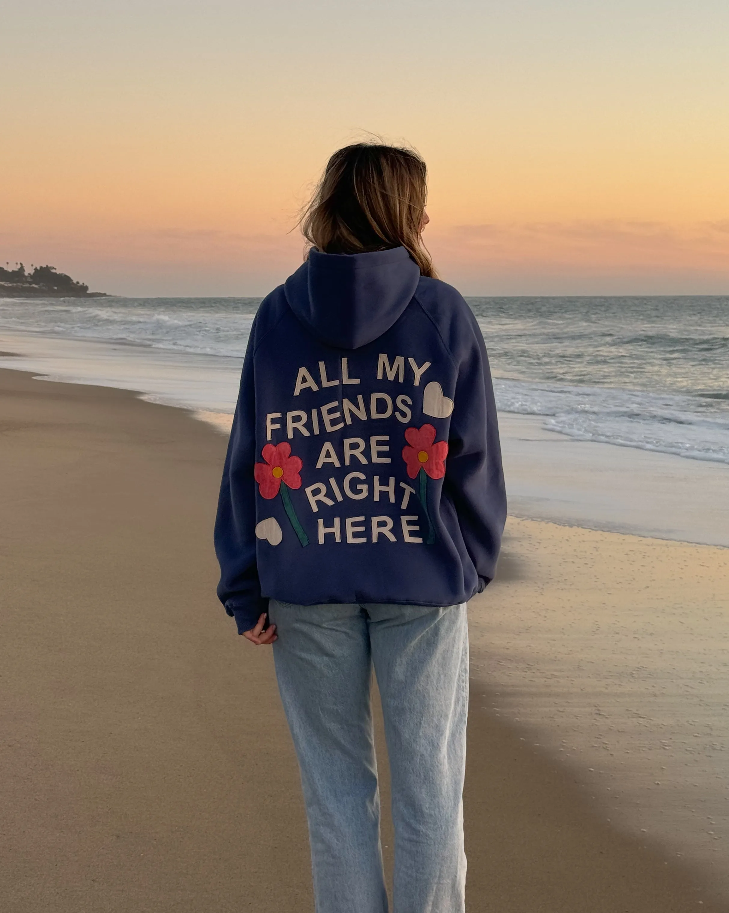 Travel Active product gift worthy appeal "All my Friends" Oversized Lux Hoodie in Blue
