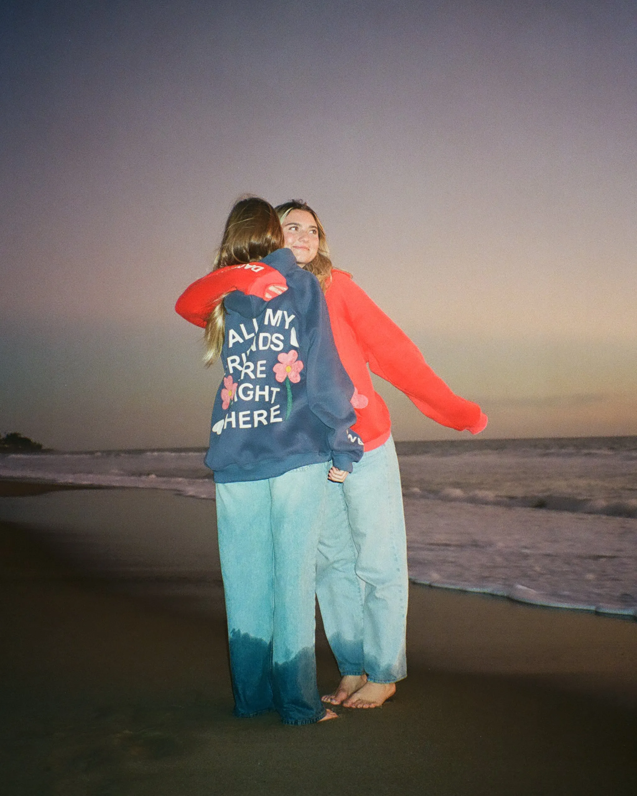 product ethical sourcing Outdoor Chic "All my Friends" Oversized Lux Hoodie in Blue