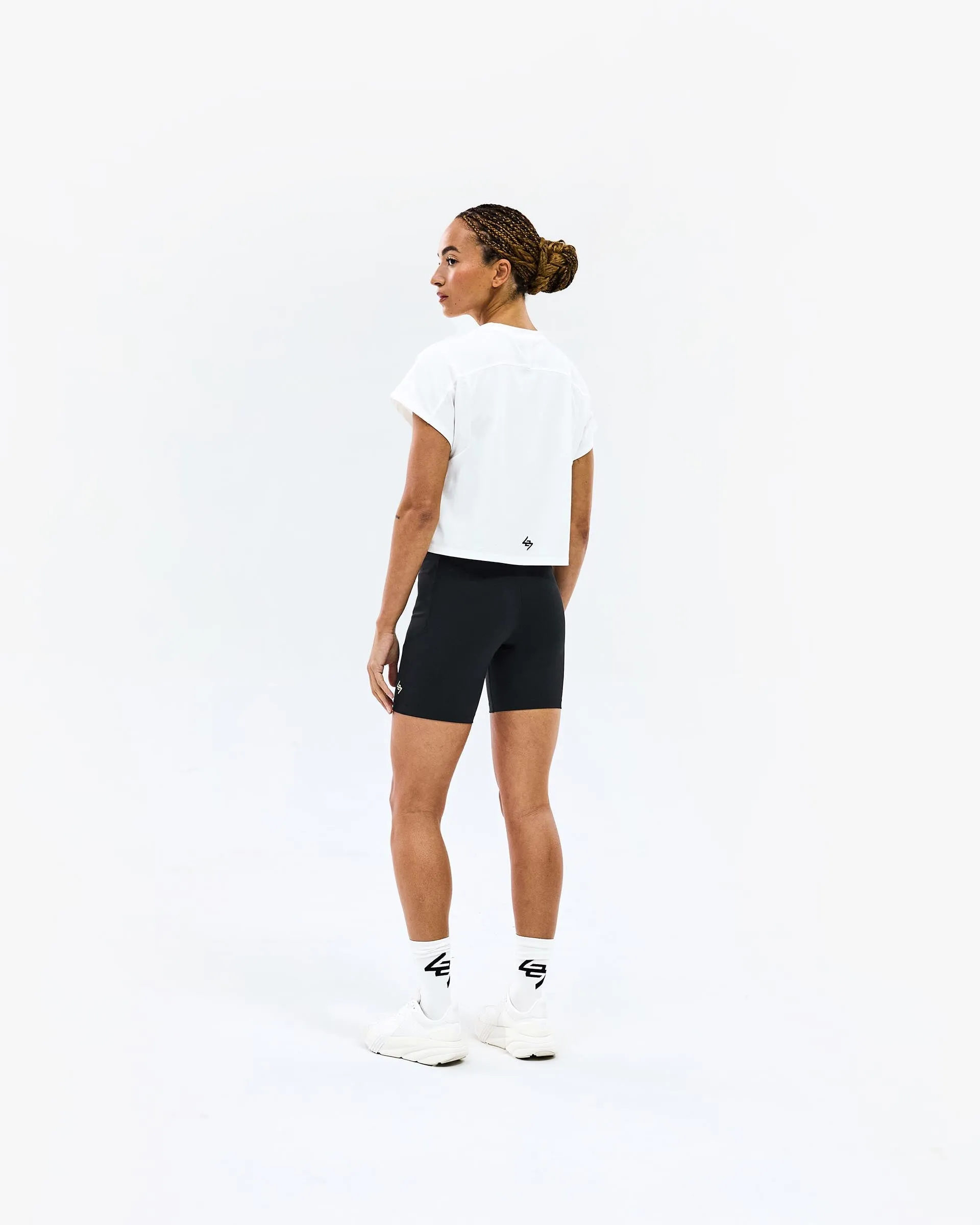 247 Perforated Cropped Training T-Shirt - White SustainableTextiles Low Care