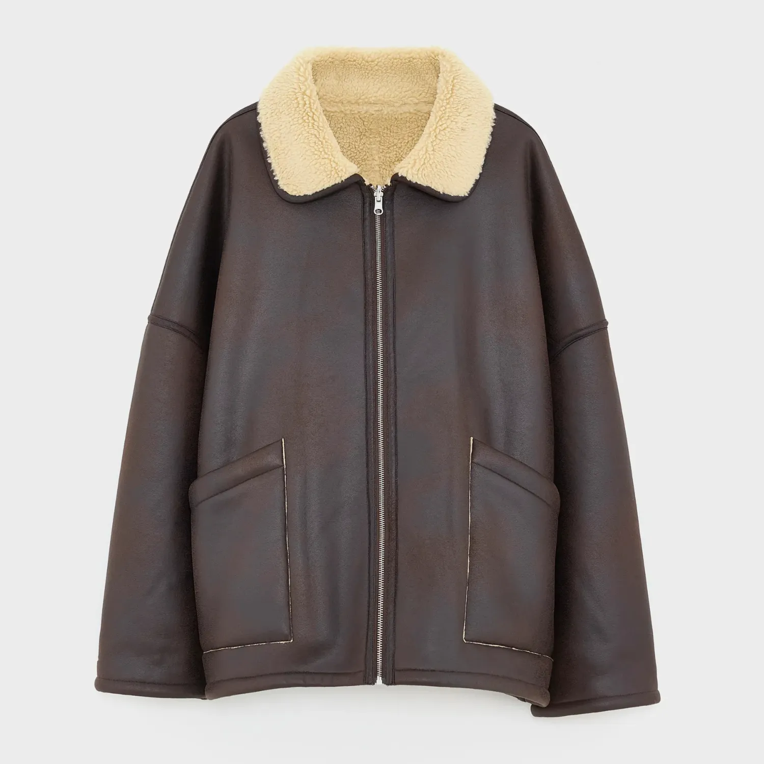 Hestel Faux-Leather Jacket (Dark Roast) Noise Free Movement Calm Day Fit