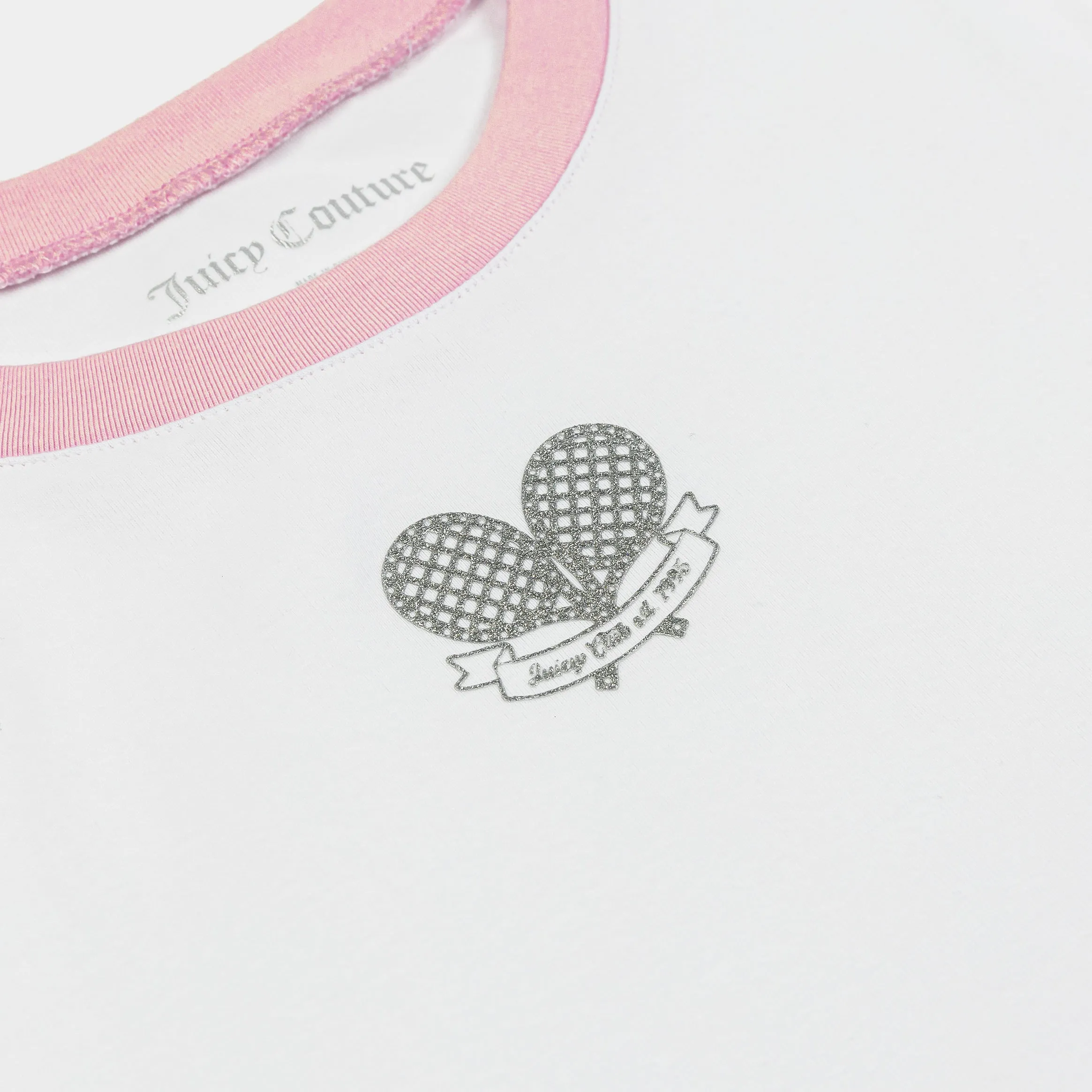 Tennis Baby Tee Womens Short Sleeve Shirt (White/Pink) Soft Knit
