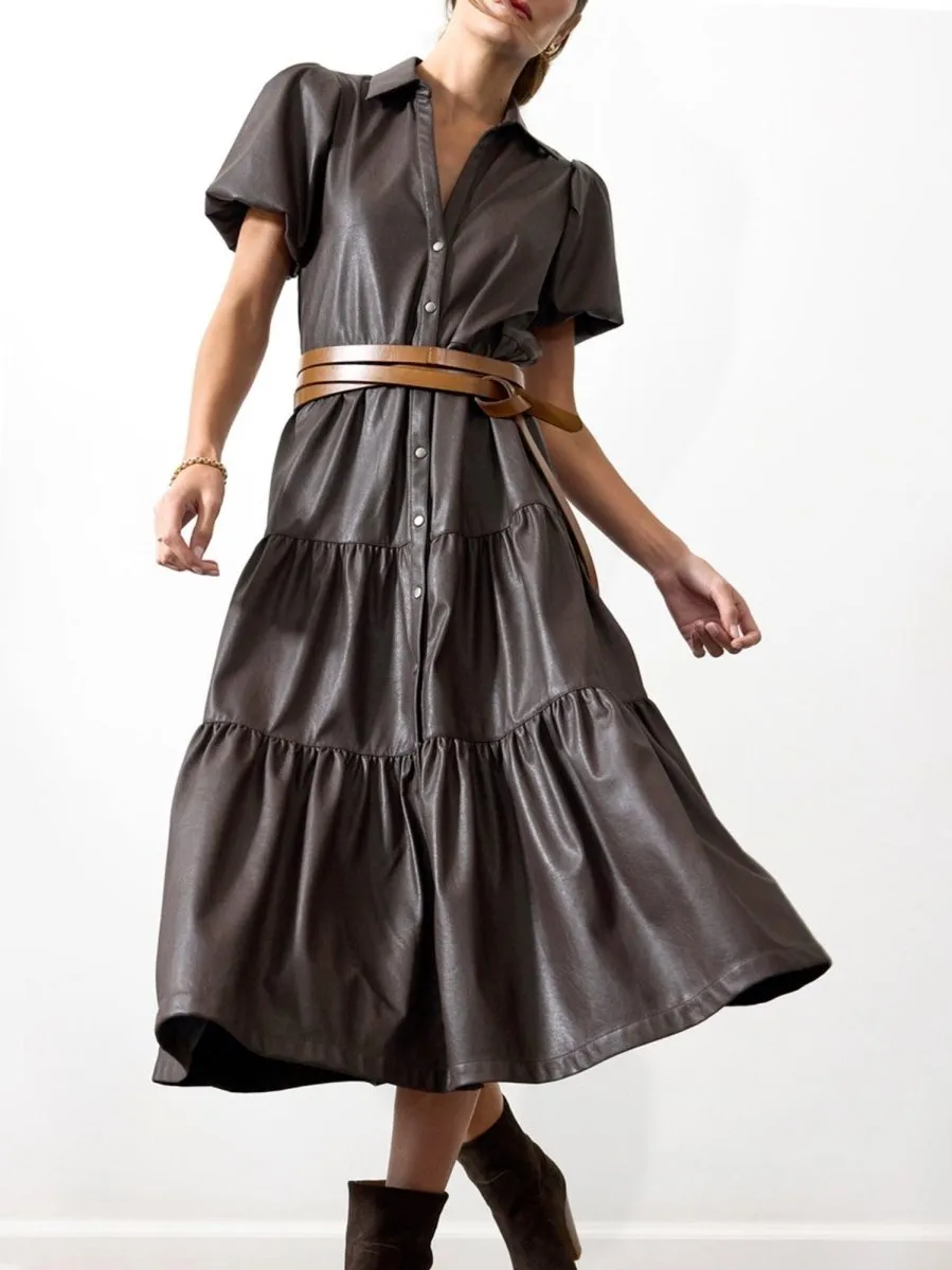 Vibrant Waist Formal Wear The Havana Vegan Leather Dress
