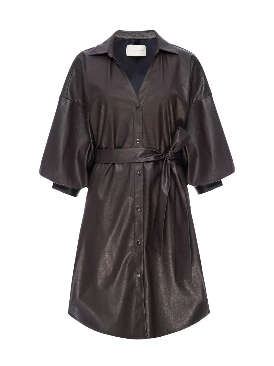The Kate Belted Vegan Leather Dress Sporty Comfort Cafe Vibe