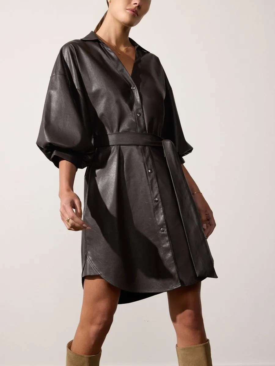 Motion Light Relaxed Finish The Kate Belted Vegan Leather Dress