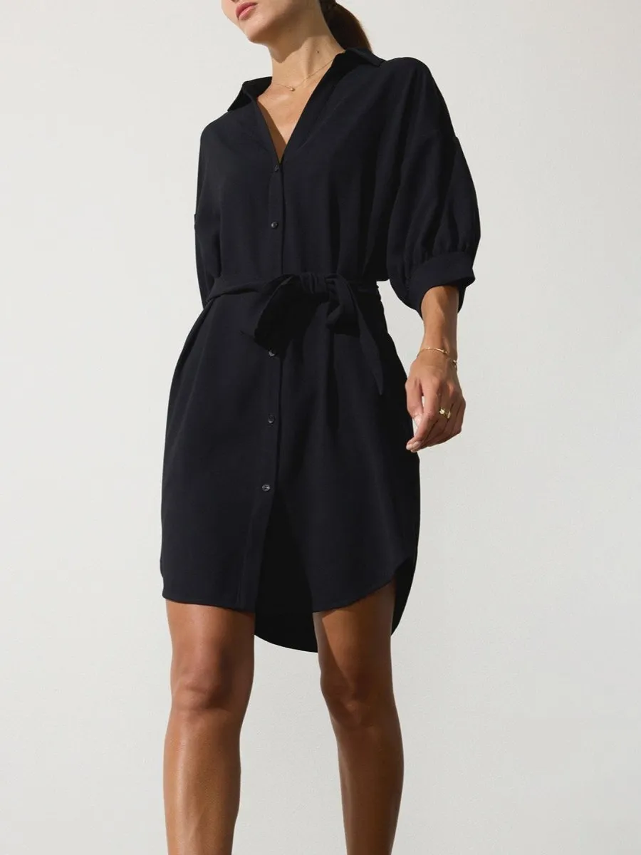 The Kate Crepe Belted Dress Loose Flow Work Look