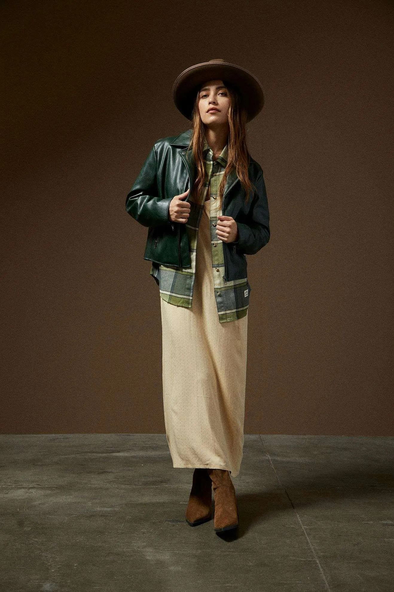 The Moto Vegan Leather Jacket - Pine Needle Warm Essentials