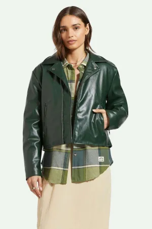 Water resistant coating The Moto Vegan Leather Jacket - Pine Needle