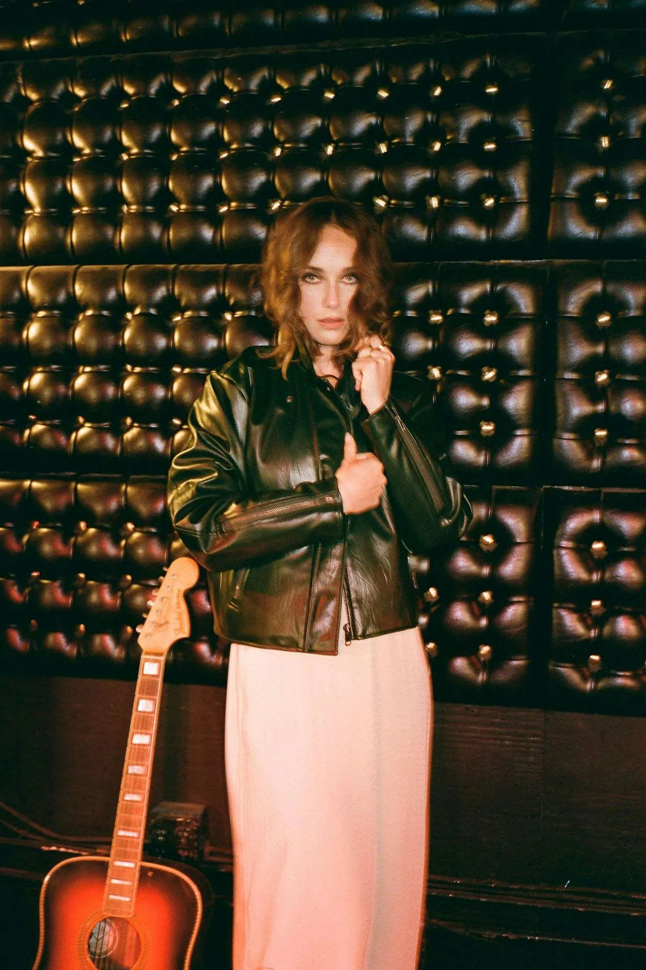 Easy Fit Piece The Moto Vegan Leather Jacket - Pine Needle