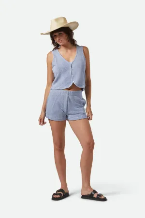 The Weekend Cross Loop French Terry Lounge Short - Off White/Electric Indigo Slim Shape Dynamic Tension Control