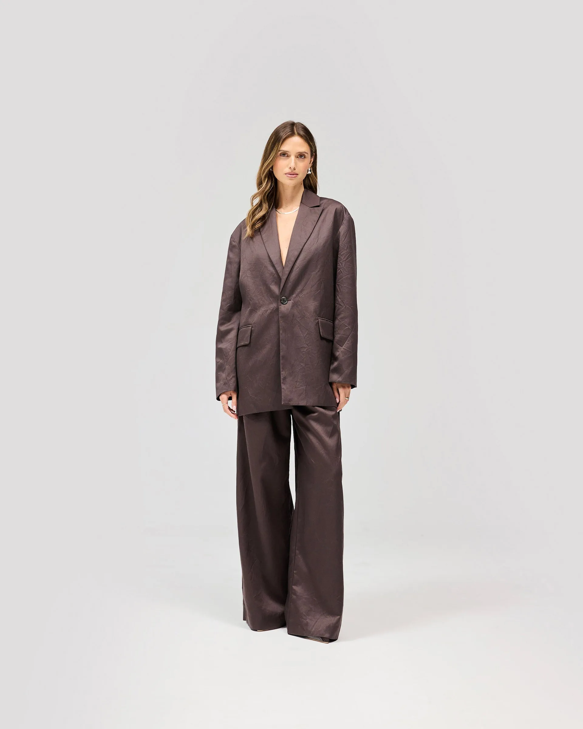 Flexible Waistband Crimp Jacket - Black Coffee