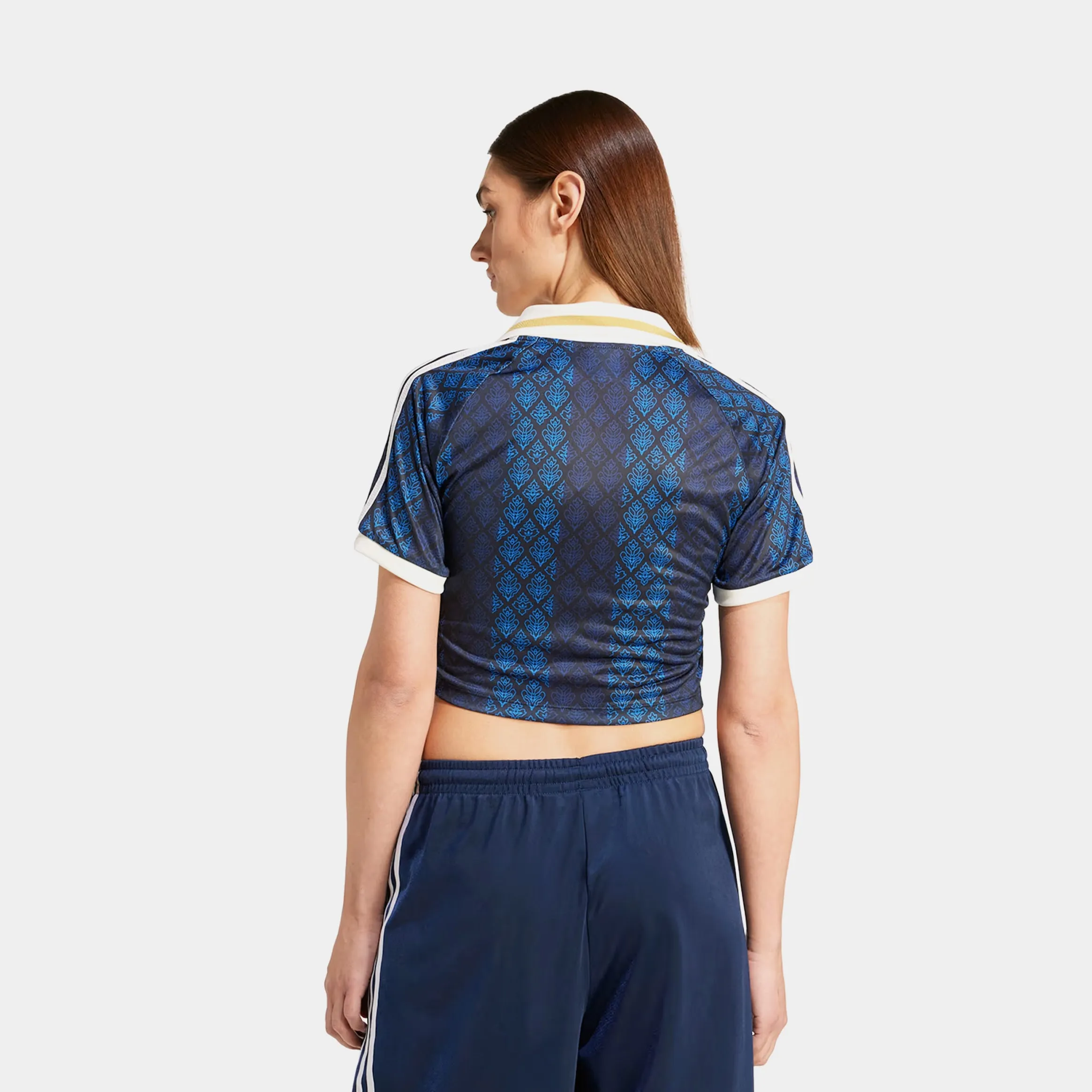 Originals Retro Crop Polo Womens Short Sleeve Shirt (Black/Night Indigo) Open Heart AntiClingFabric