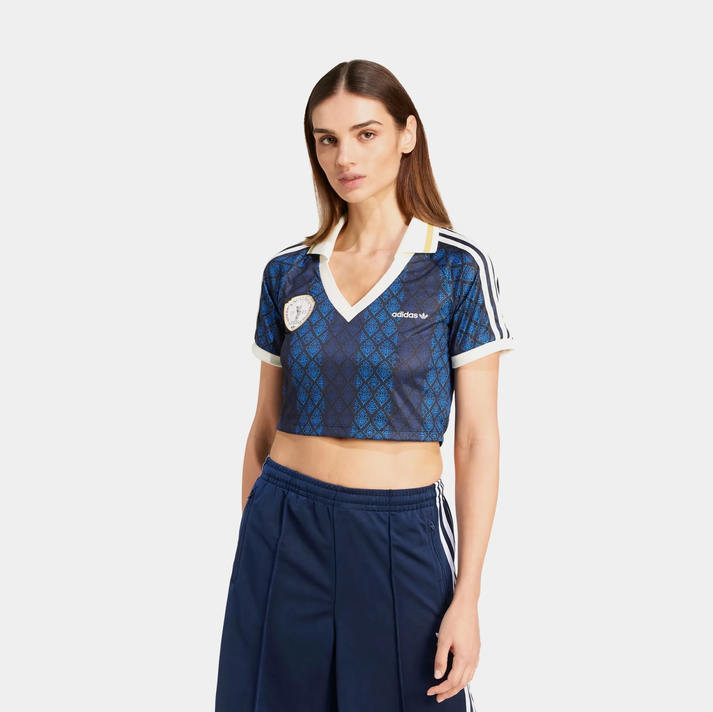 athletic shoes Originals Retro Crop Polo Womens Short Sleeve Shirt (Black/Night Indigo)