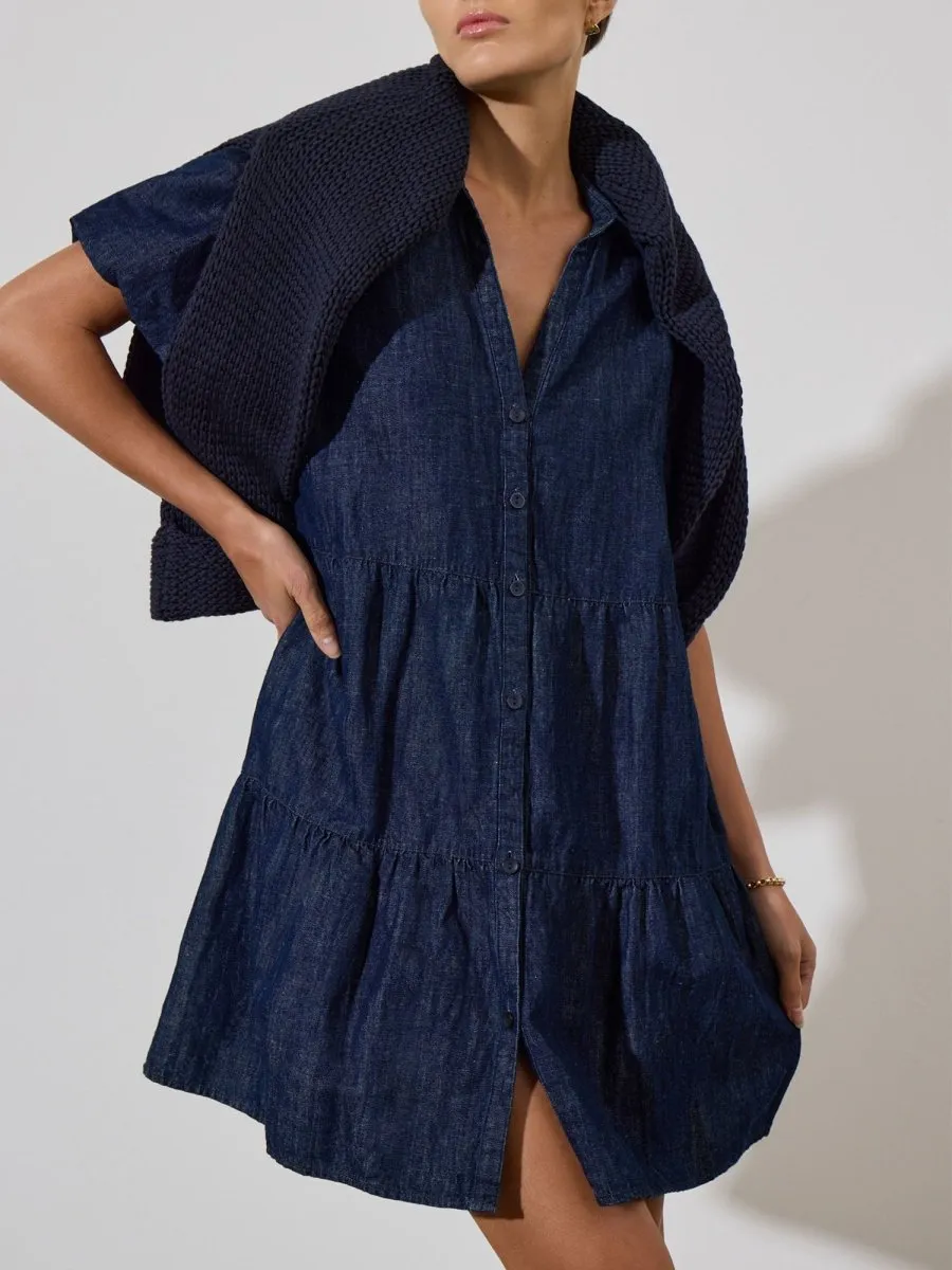 The Havana Mini Indigo Dress Elegant Layering Invisible-Zip