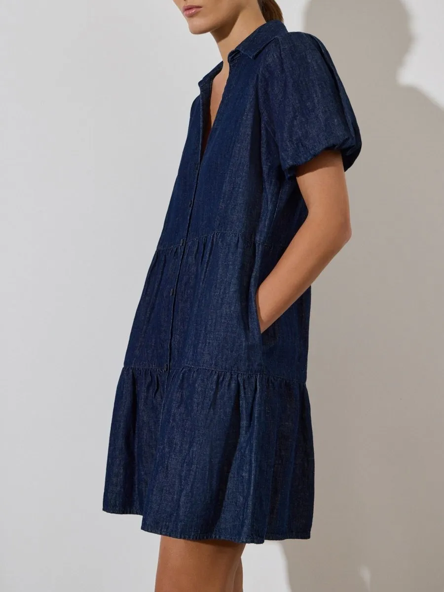 Fresh Aesthetic Shine Finish The Havana Mini Indigo Dress