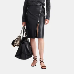 LayeredPanels Tillie Regenerated Leather Skirt (Black)