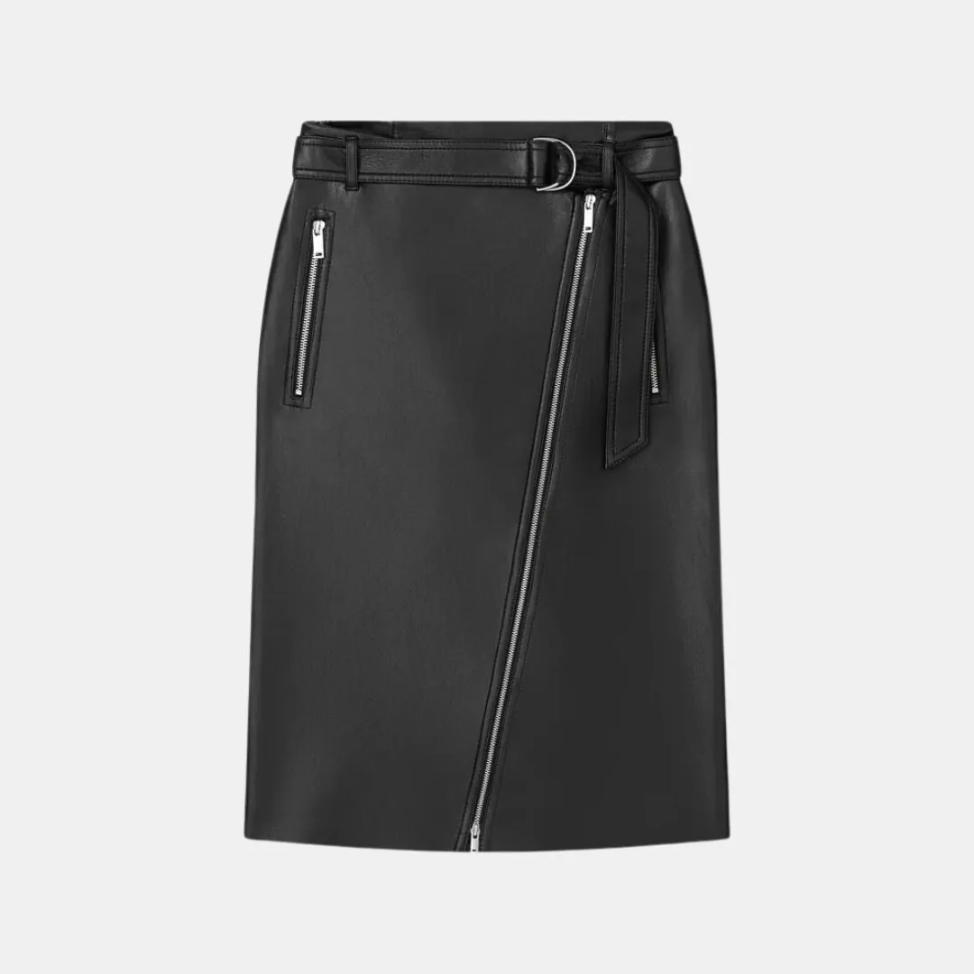 Tillie Regenerated Leather Skirt (Black) Scandi Clean
