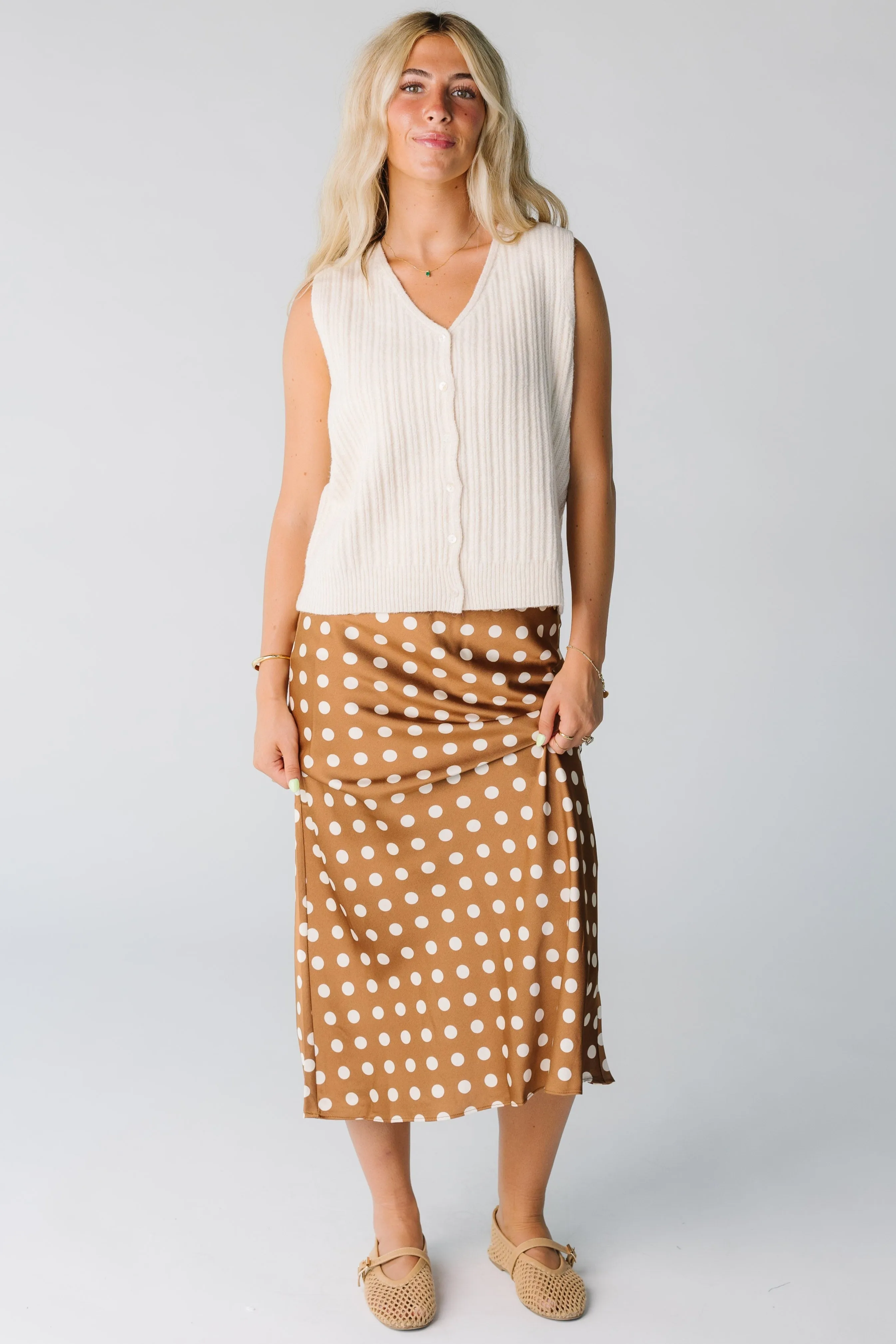 Lanie Polka Dot Skirt Corduroy texture Layered Look