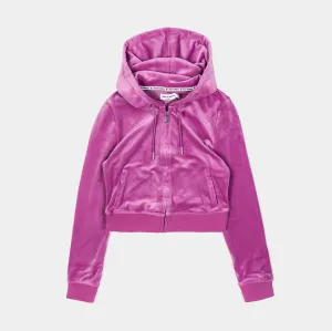 OG Bling Velour Full Zip Womens Hoodie (Purple) full sleeve