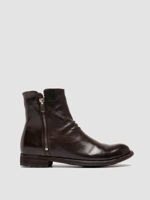 LEXIKON 097 - Brown Leather Booties Shock Absorbing Urban Traveler Thick Lining