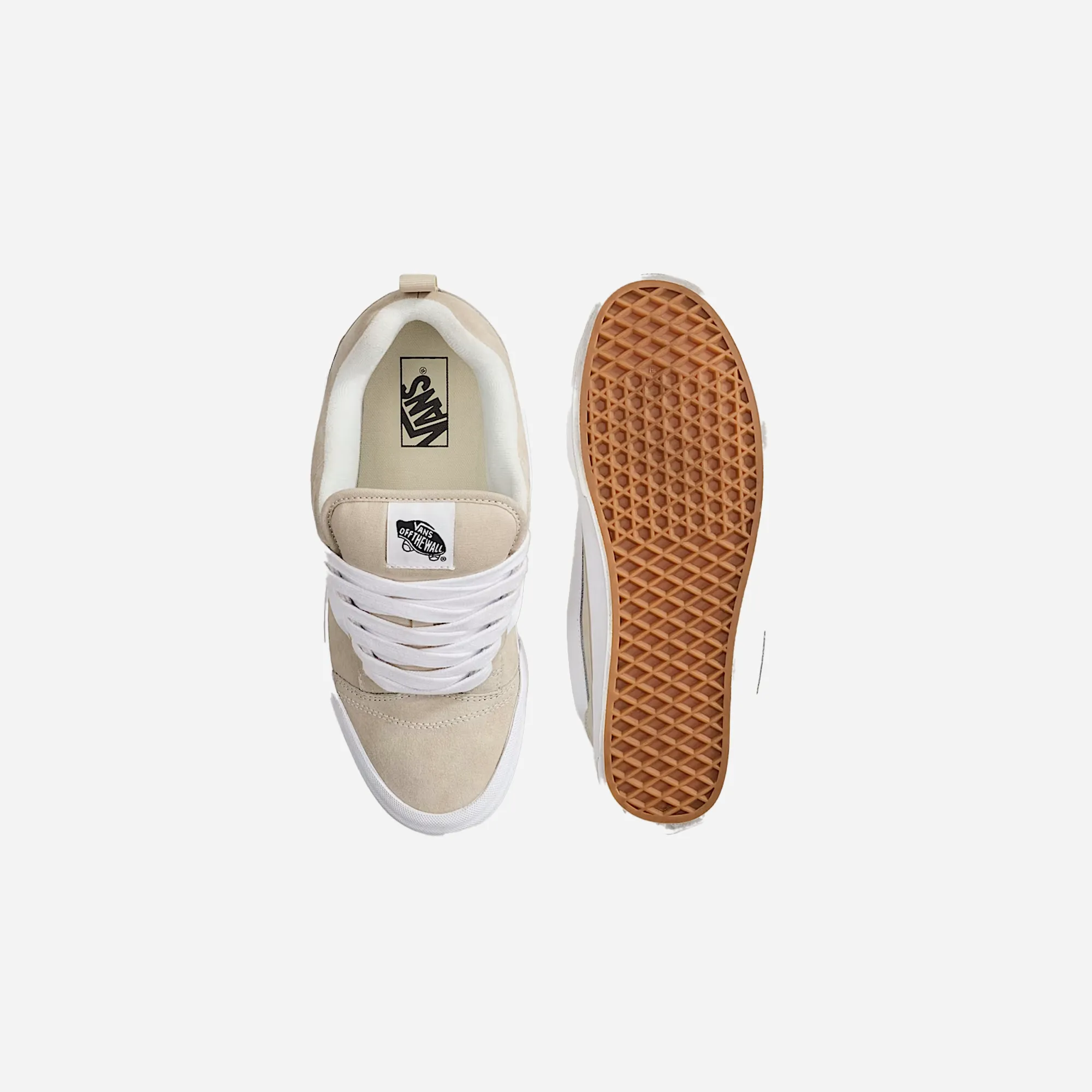 Vans Knu Skool Suede Shoe Neutral Beige Durable Stitching