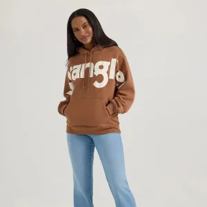Wrangler Retro Women's Bold Logo Hoodie in Brown Cocoa Sporty Style Trendy Design