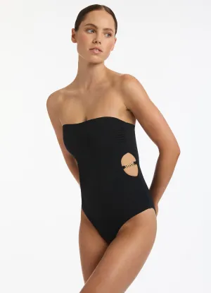 Flexible Boning Design Lien Bandeau Minimal One Piece - Black