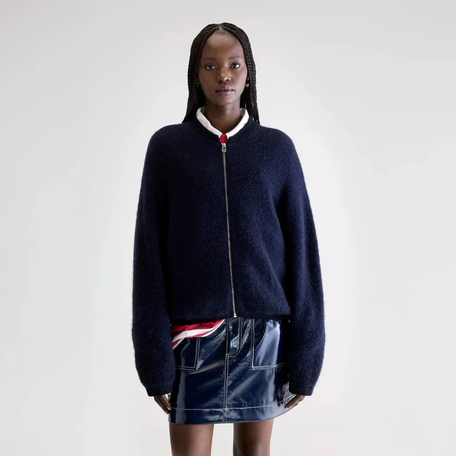 Asedi Zip-Up Cardigan (Navy) Quick Dry Weaving LowMaintenance Care