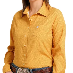 Quick Fit Comfort Cinch Women's L/S Mustard Tile Arenaflex Button Down Western Shirt