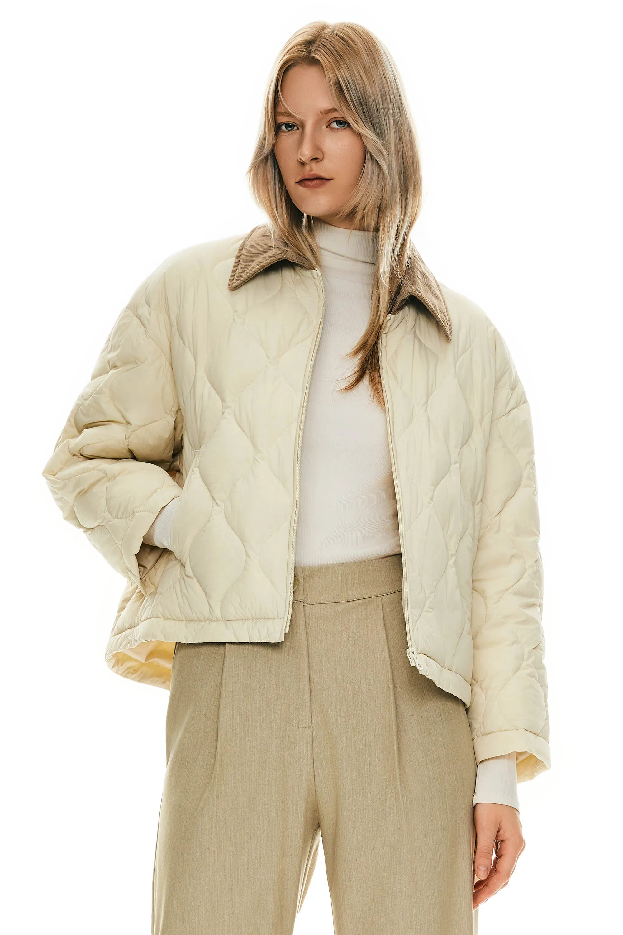 Heat Reflective Lining Lightweight Cropped Down Puffer Jacket