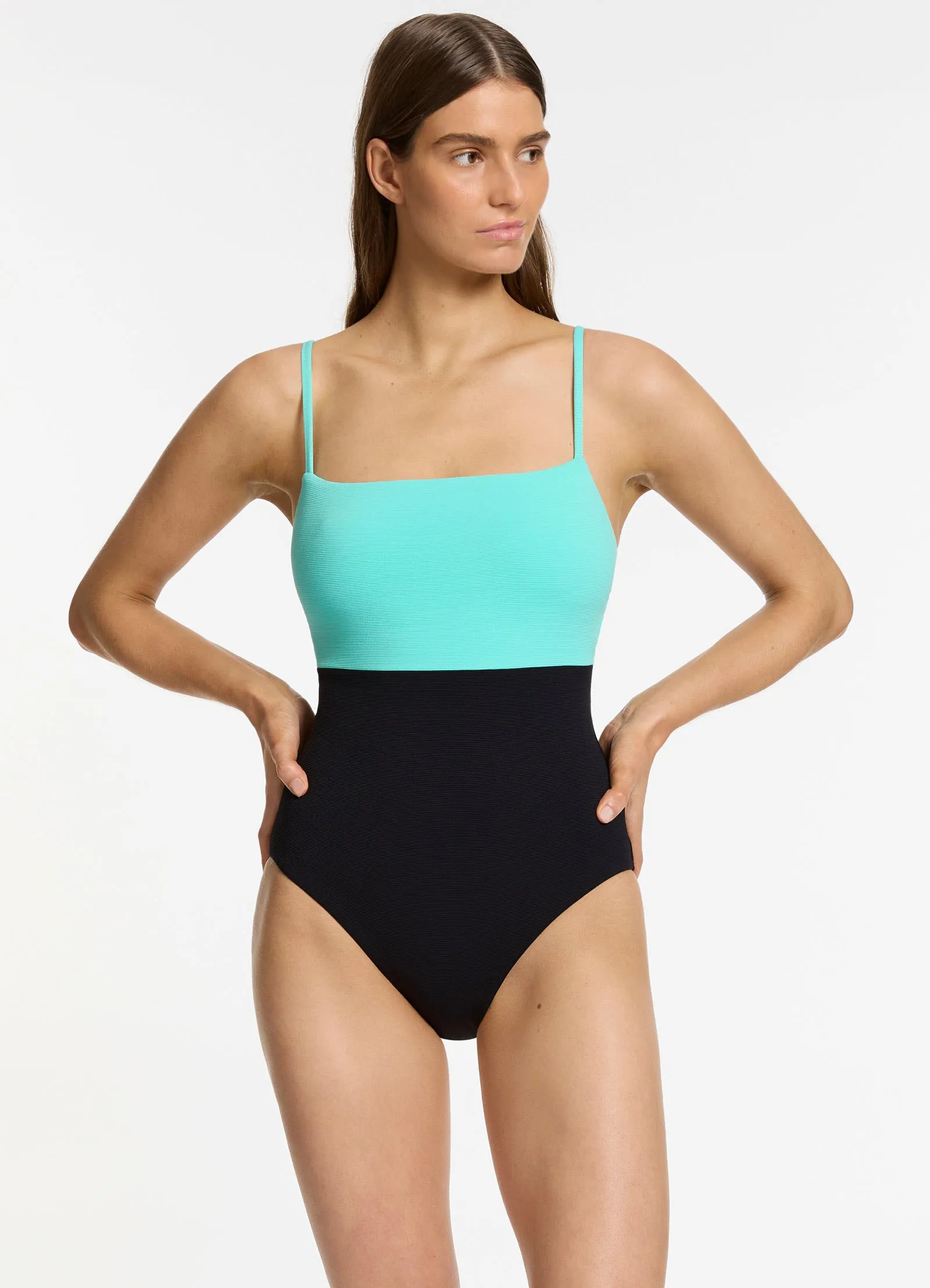 Versa Rib Minimal Tank One Piece - Black / Dolce Smoothing Panels Non Clasp Straps