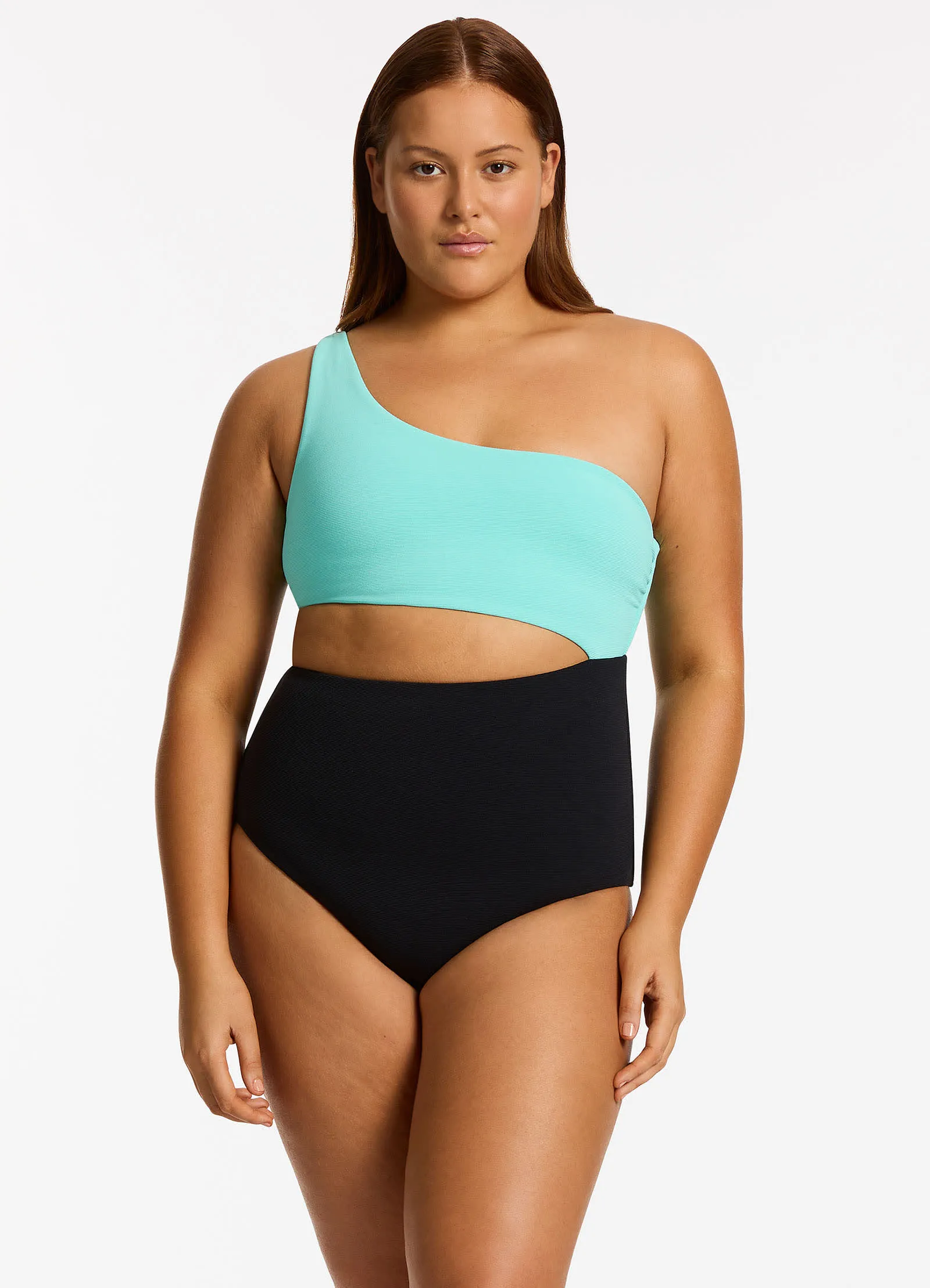 Versa Rib One Shoulder One Piece - Black / Dolce Built In Cups