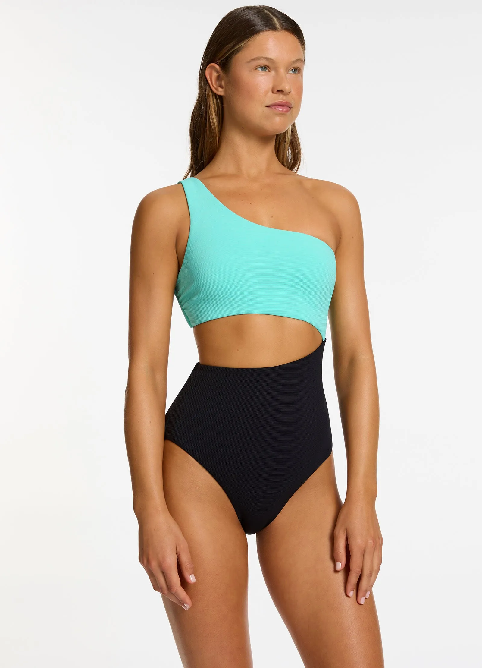 Versa Rib One Shoulder One Piece - Black / Dolce Full Coverage Fit