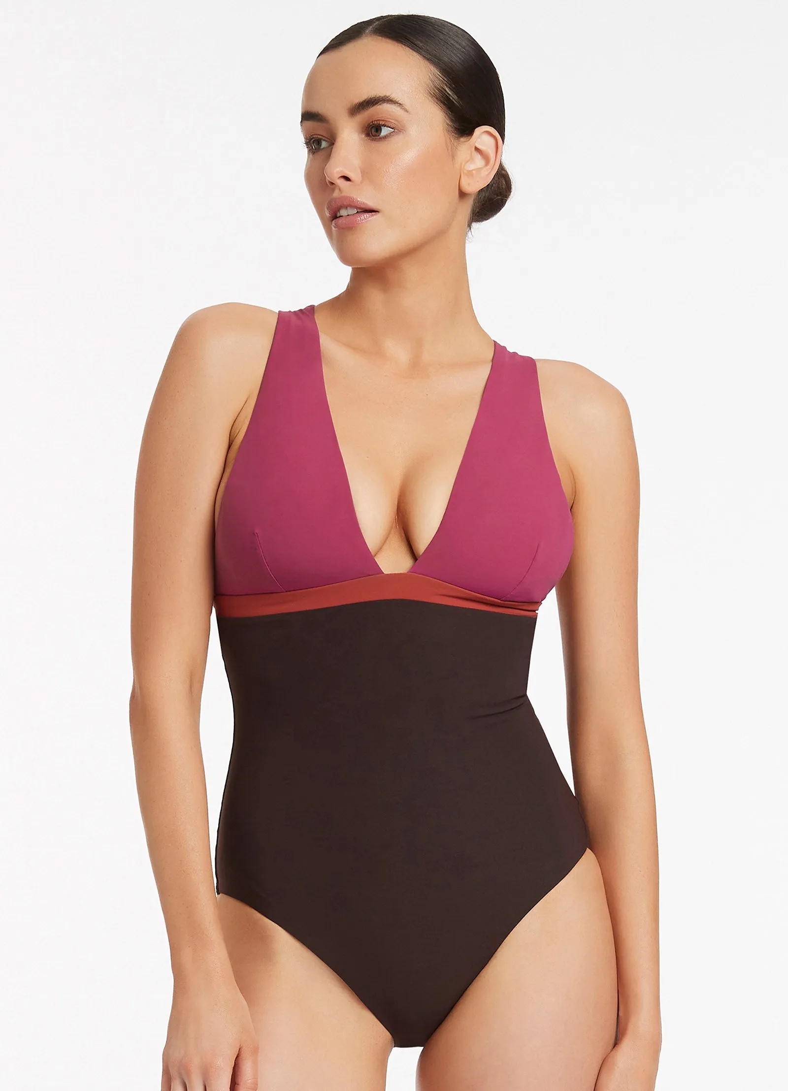 Versa Tie Back One Piece - Orchid Ocean Waves
