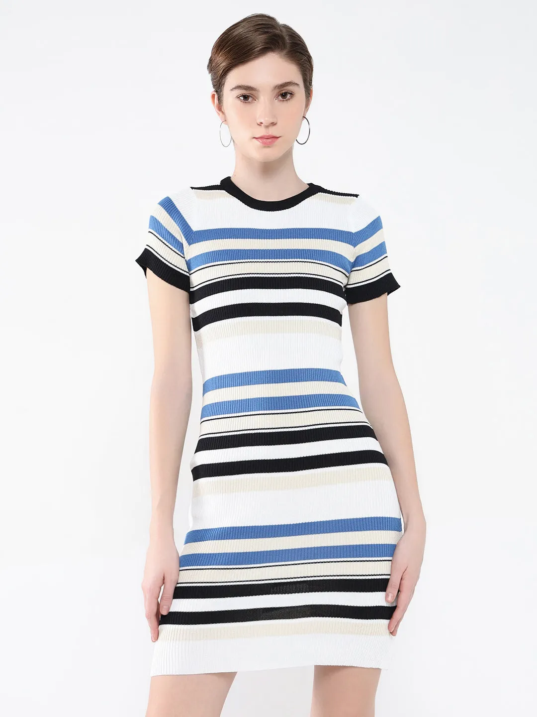 Fall Layer Women's Off White Striped Bodycon Dress