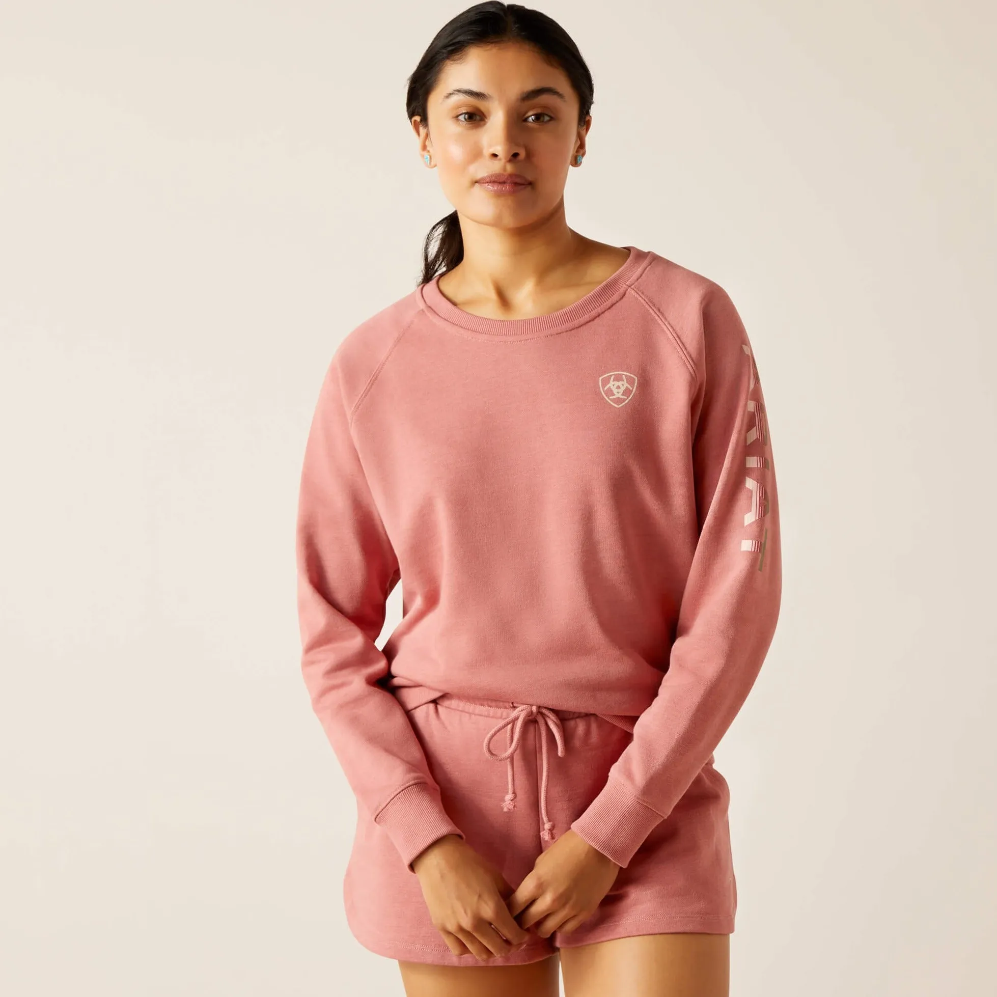 Long Sleeve Ariat Women's Logo Sweatshirt in Dusty Rose (Available in Regular & Plus Sizes)