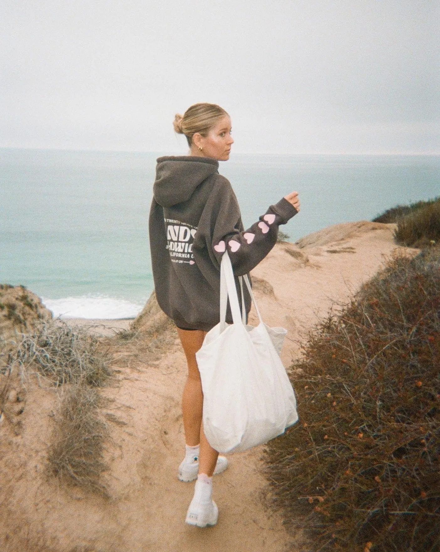 Breathable Layer Comfortable fit "Heart on My Sleeve" Oversized Lux Hoodie in Charcoal Gray