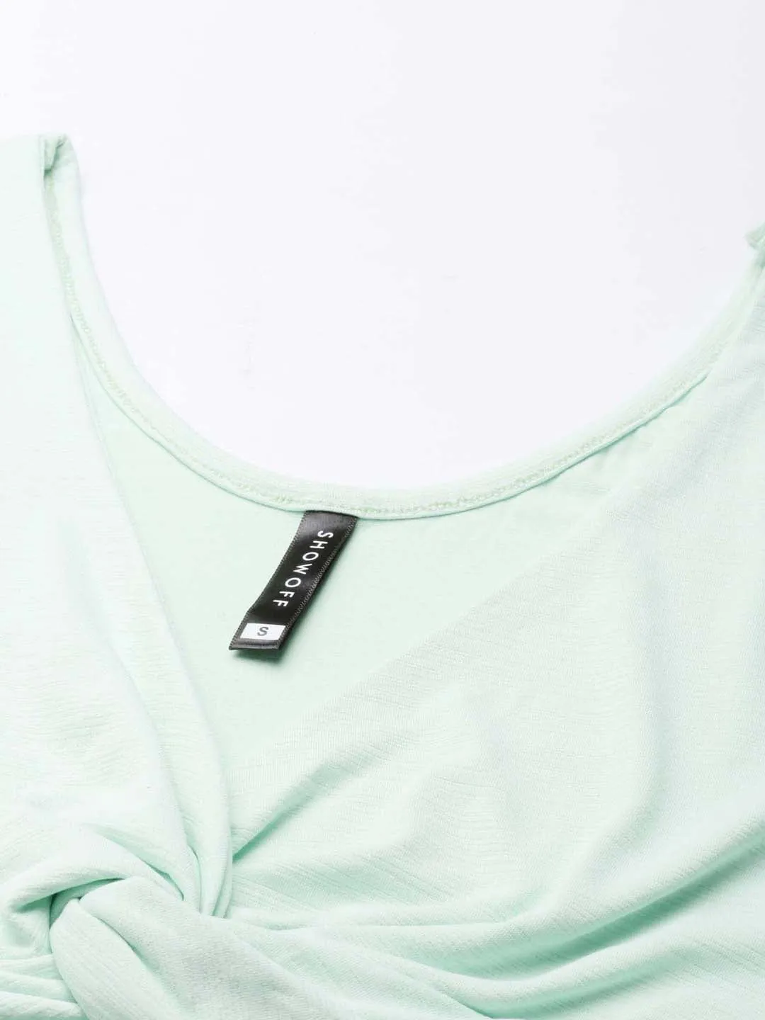 Seasonal Fashion Outdoor Outfit Style Women's Sea Green V-Neck Cotton Twisted Crop Top