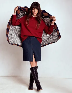 Limited Edition Maximalist look Cecelia Textured Skirt-Navy